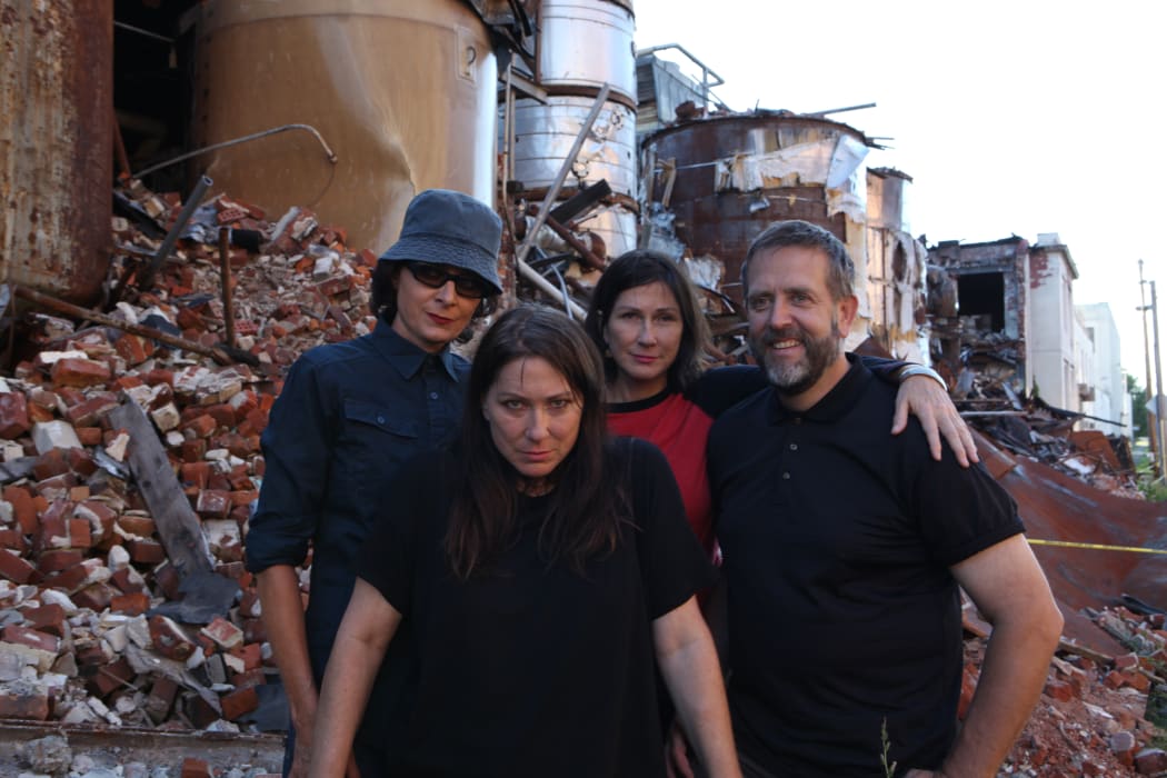 The Breeders: L-R Josephine Wiggs, Kim Deal, Kelley Deal, Jim McPherson