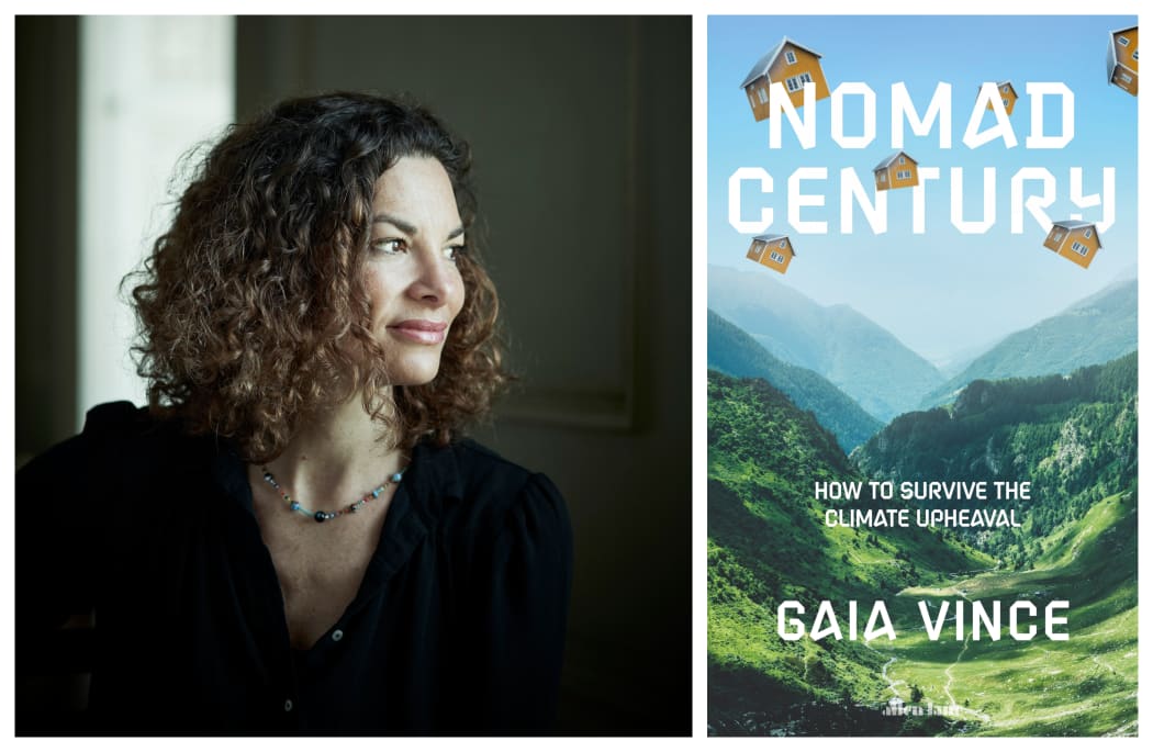 collage of Gaia Vince and the cover of her book "Nomad Century"