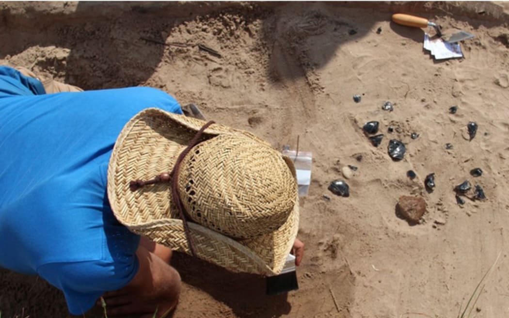 An excavation site on Ahuahu (Great Mercury Island).