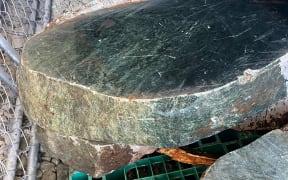 One-metre slabs of pounamu that were recovered by police.
