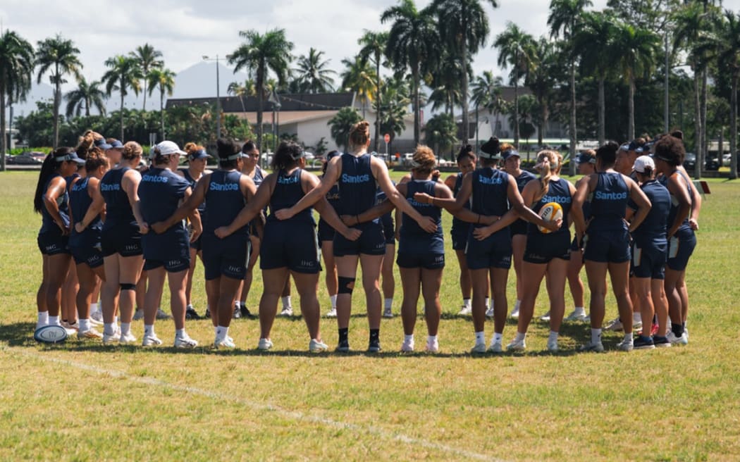 Wallaroos at a training session in Suva. 30 April 2025