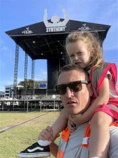 David Higgins, boss of Duco Events, which owns and runs Synthony, with his daughter.