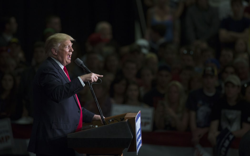 Republican presidential candidate Donald Trump speaks at a campaign rally on April 25, 2016 at West Chester University, Pennsylvania.
