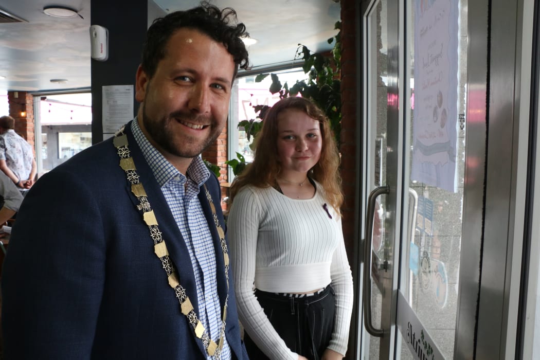 Lower Hutt Mayor Campbell Barry and Crohn's advocate Nicole Thornton