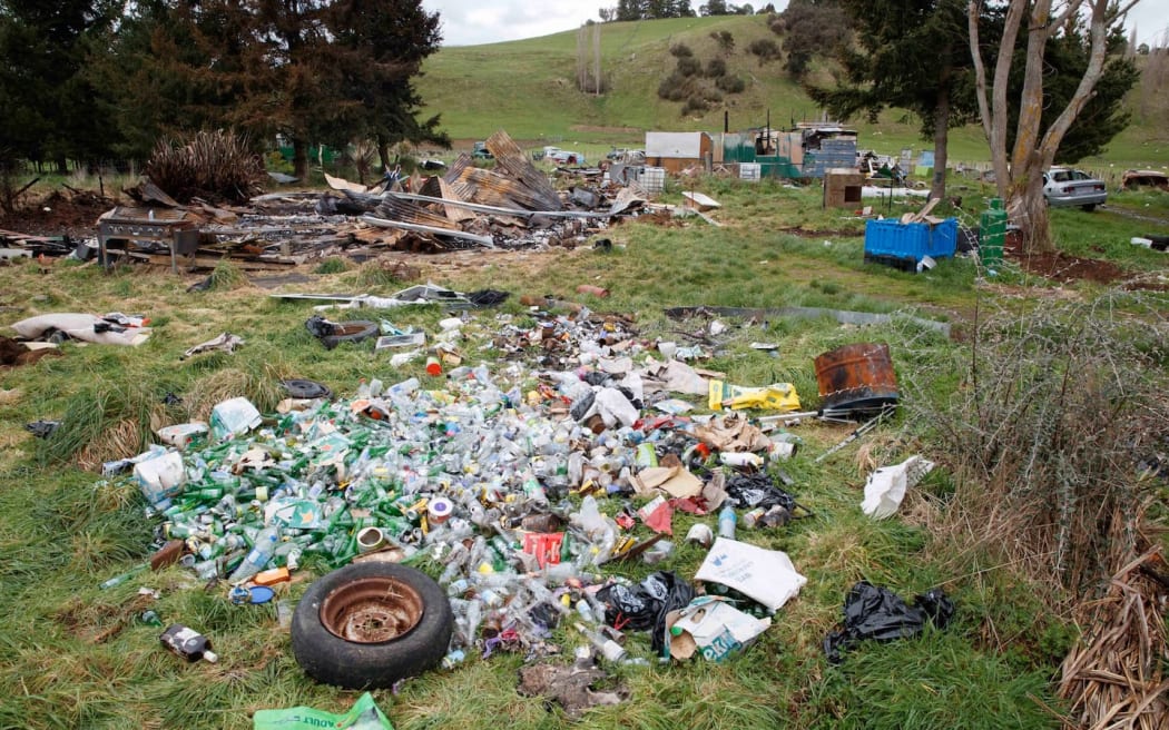 The property at Rangiwahia where buildings were destroyed in an arson attack.