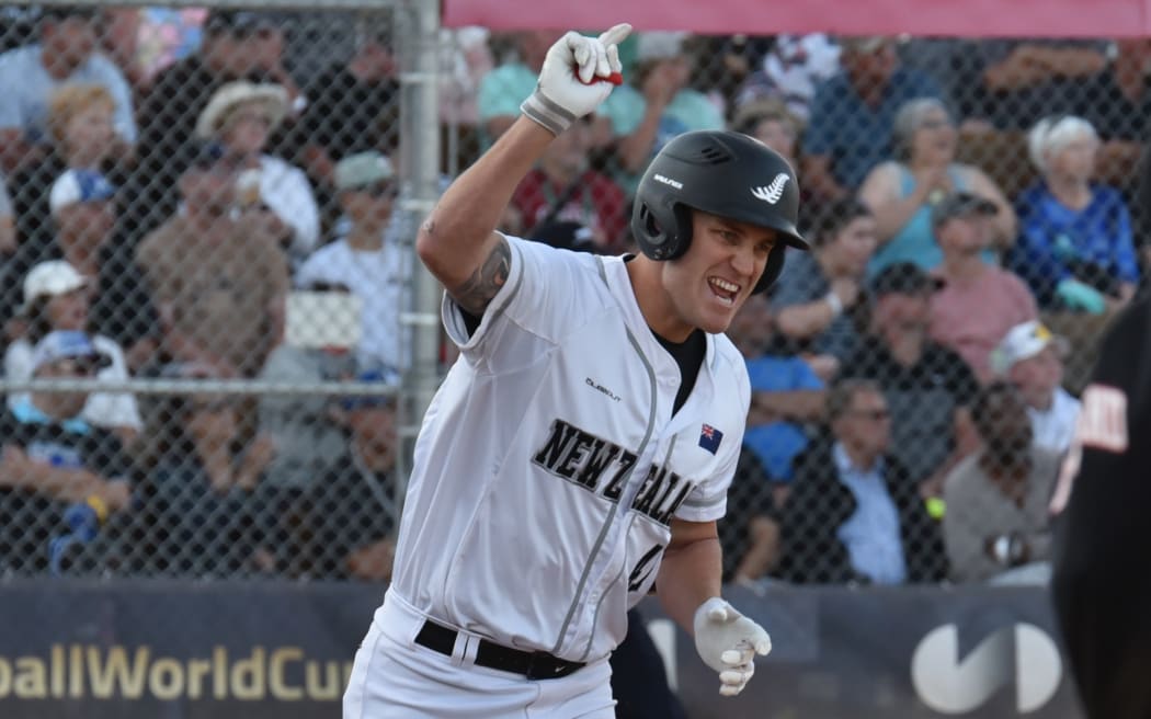 Team captain Cole Evans got the Black Sox on the scoreboard first in their final Super Round match against Japan with a bomb over centre-field.