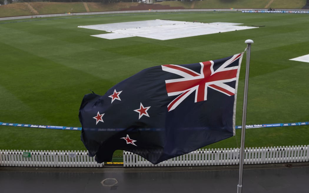 Rain falls at the Basin Reserve at the first ODI during the New Zealand White Ferns v Australia Rose Bowl ODI series.