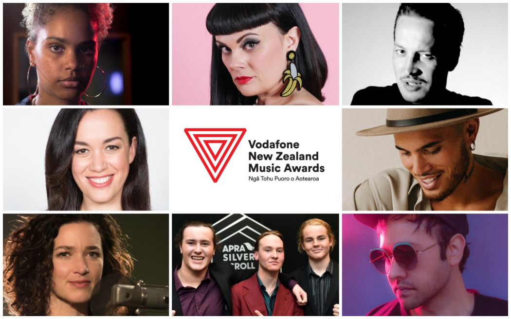Clockwise from top left: JessB, Tami Neilson, Marlon Williams, Stan Walker, Ruban Nielson, Alien Weaponry, Julia Deans, Kanoa Lloyd