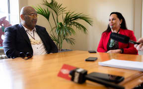 Te Pāti Māori co-leaders Rawiri Waititi and Debbie Ngarewa-Packer speak to RNZ at the end of 2022