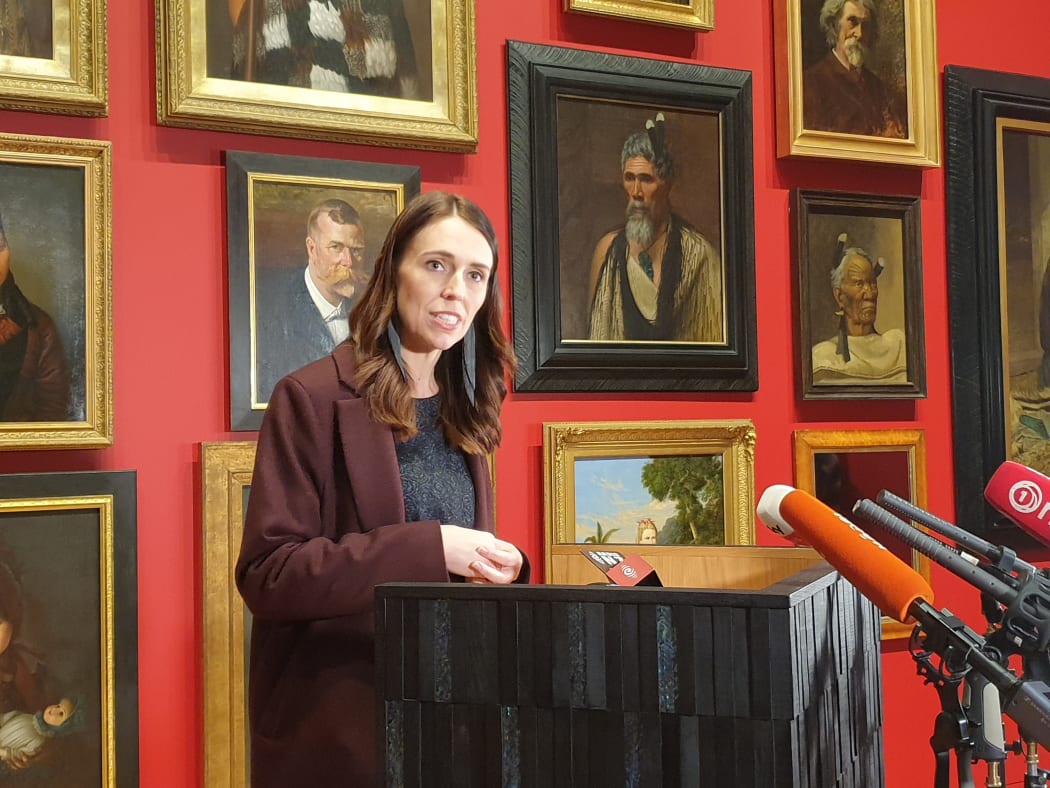 Prime Minister Jacinda Ardern announces the government's funding boost for the art sector at Te Papa.