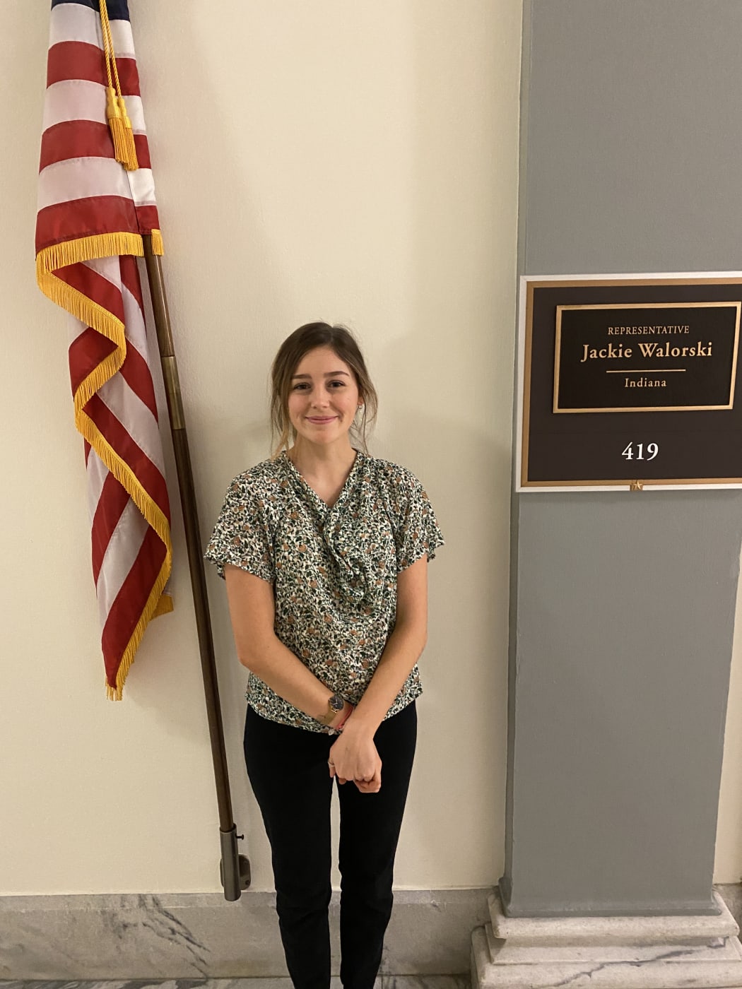 Samantha O'Hara at work as an intern in Indiana