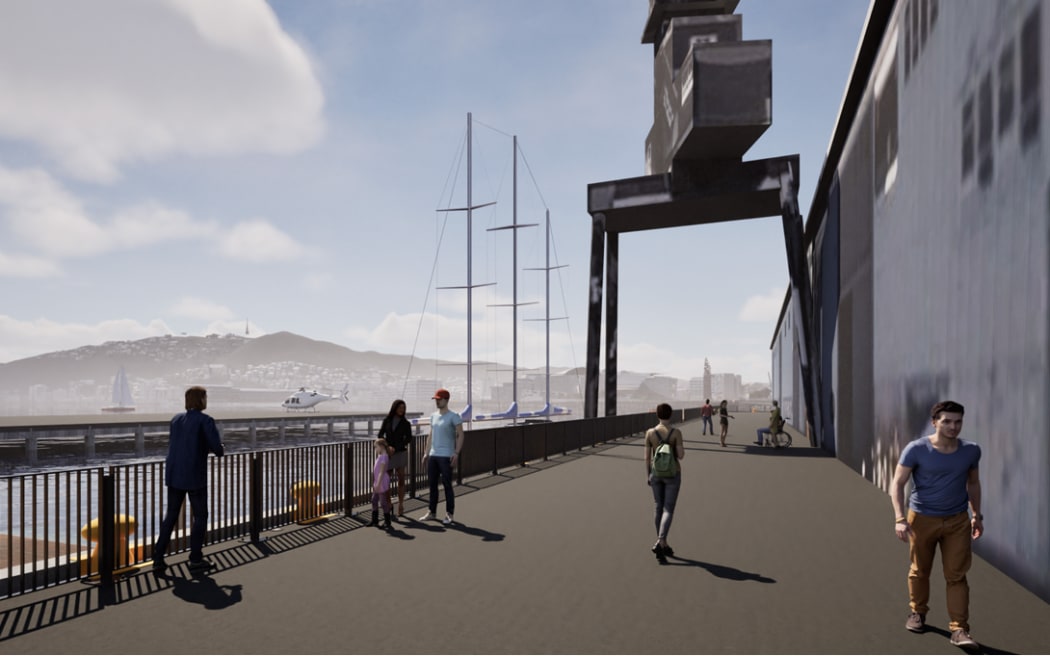 A graphic showing Wellington's waterfront with balustrades.
