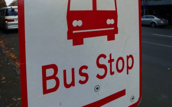 040314. Photo Todd Niall  / RNZ. Bus stop sign