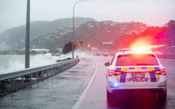 Lanes closed on the southbound motorway in Wellington due to a storm