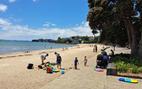 Sun and swimmers out in Mission Bay, Auckland on 10 January 2024.