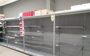 Empty shelves at Mailer Street Countdown in Dunedin.