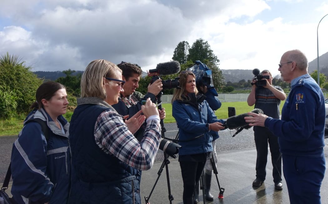Inspector John Canning briefs media on the helicopter crash at Fox Glacier.