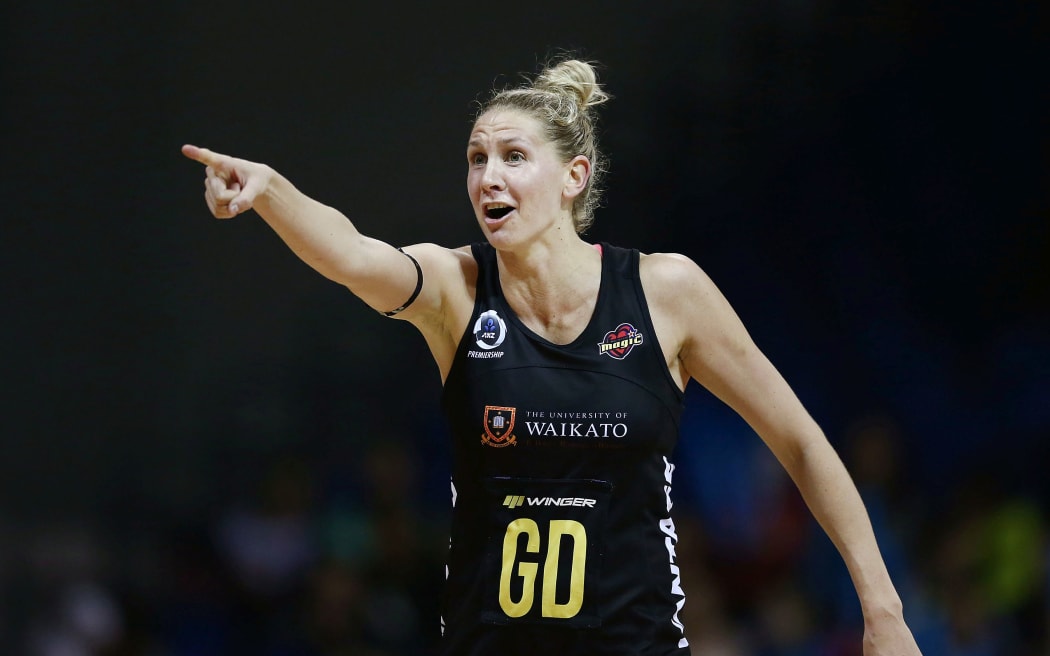 Magic captain Casey Kopua directing players in the ANZ Premiership