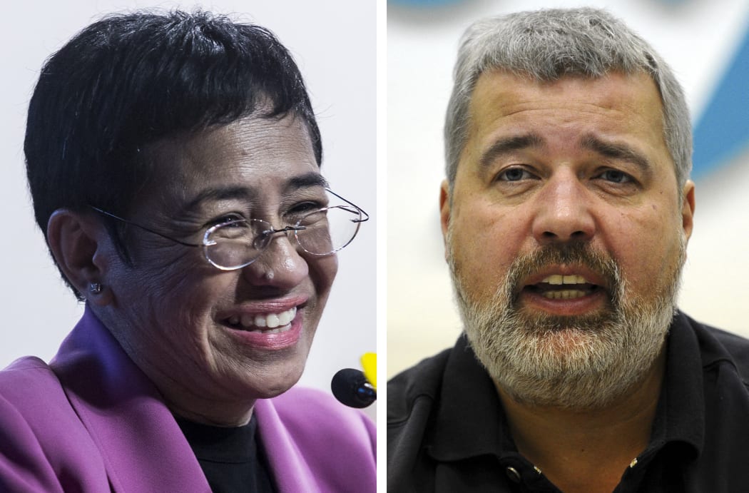 Maria Ressa (left), co-founder and CEO of the Philippines-based news website Rappler and Dmitry Muratov, editor-in-Chief of Russia's main opposition newspaper Novaya Gazeta have been awarded the Nobel Peace Prize.