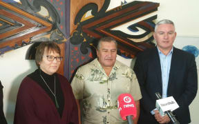 From left Minister for Māori Development Nanaia Mahuta, Minister for Children Tracey Martin, Ngāti Kahungunu chairman Ngahiwi Tomoana and Corrections Minister Kelvin Davis.