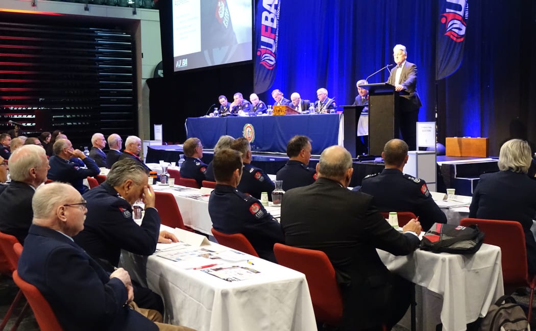 Minister Peter Dunne making the announcement at the United Fire Brigades Association Conference in Wellington.