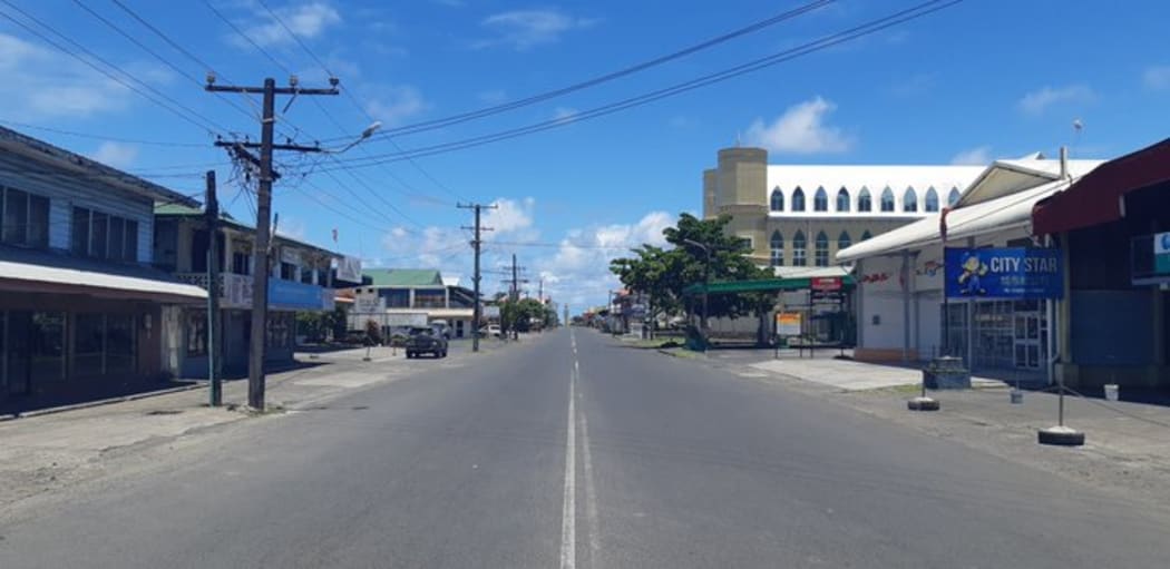 A main street in Samoa's capital Apia on the first day of a government shutdown and travel ban aimed at allowing mobile medical teams to visit people in need of measles vaccinations at their homes.