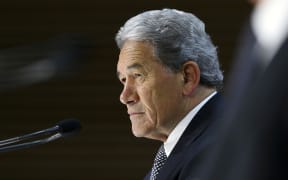 Deputy Prime Minister Winston Peters speaks to media during a press conference on Budget 2020 delivery day at Parliament May 14, 2020 in Wellington, New Zealand.