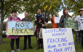 Scottish demonstrators protest against Ineos, which holds fracking exploration licences across 1800 square km of the country