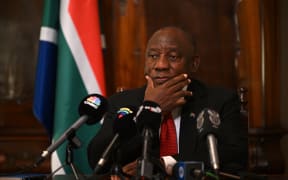 South Africa's President Cyril Ramaphosa speaks during a news conference in central London on 24 November, 2022.