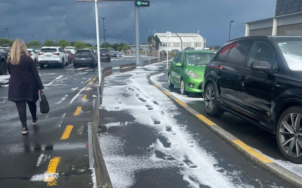 Hail at Dunedin Airport.