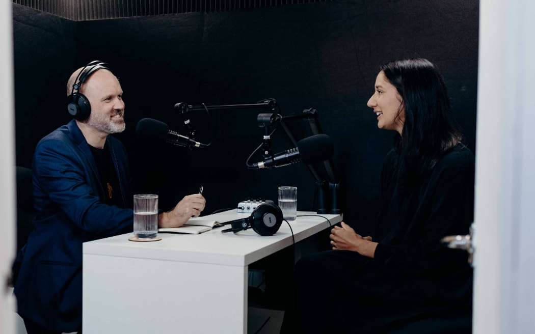 Reverend Frank Ritchie interviewing journalist Anusha Bradley