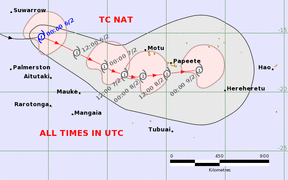 Tropical Cyclone Nat track map as at 1.06pm Fiji time.
