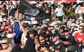 Fans at the America's Cup village, Auckland viaduct. Day 7 of the America's Cup presented by Prada. Auckland, New Zealand, Wednesday the 17th of March 2021.