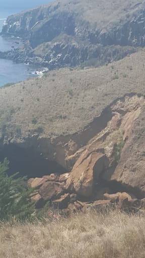 The quake caused a boulder on Godley Heads to break off and slip into the sea.
