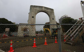 The Bridge of Remembrance in the centre of Christchurch.