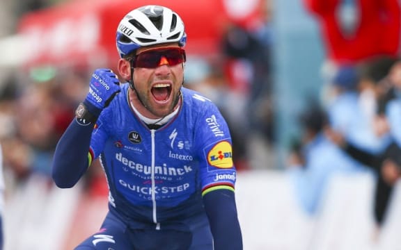 KONYA, TURKEY - APRIL 12: British cyclist Mark Cavendish of Belgium's Deceuninck-Quick-Step team finishes first in the second stage of 56th Presidential Cycling Tour of Turkey (TUR 2021) in Konya, Turkey on April 12, 2021.