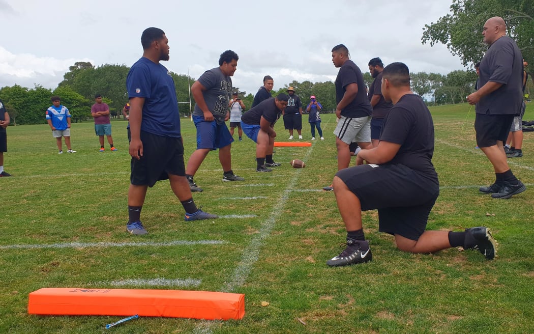 Former NFL star Jesse Sapolu ran a clinic in South Auckland for American football players