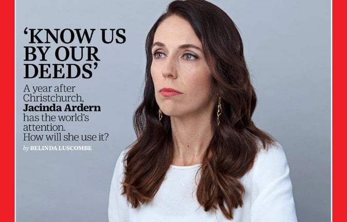 Jacinda Ardern features on the cover of the  2 March issue of TIME magazine.