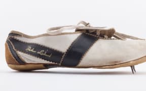 'Arthur Lydiard' spiked track shoe, 1960, New Zealand. Gift of Sir Peter Snell, 2017.