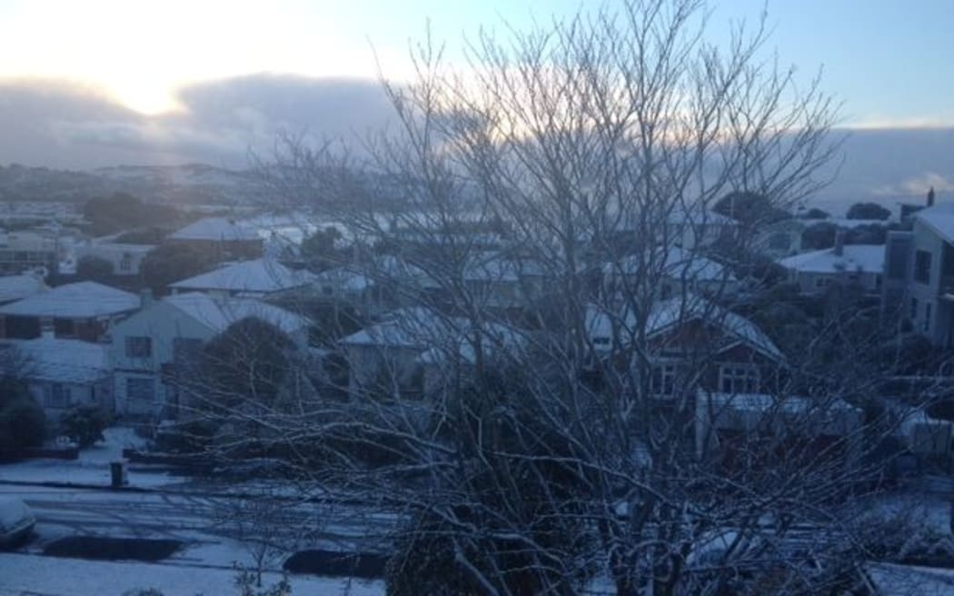 St Clair in Dunedin where snow has fallen to sea level.