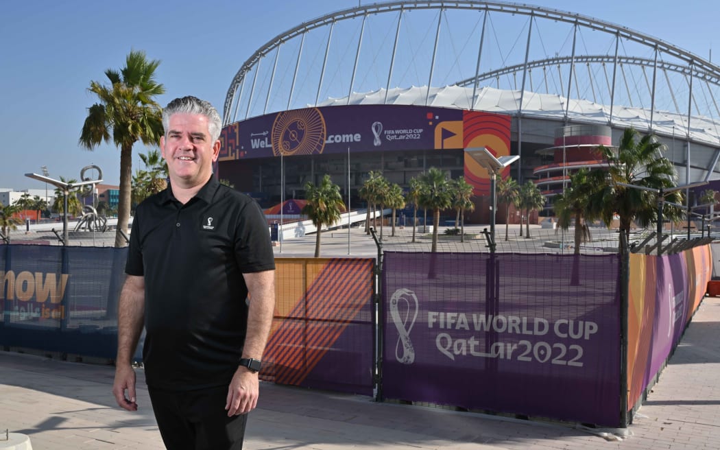 Match commissioner Chris Kemp from Auckland outside Khalifa International Stadium.