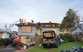 House damaged by tornado on Hayward Road in Papatoetoe, Auckland.
