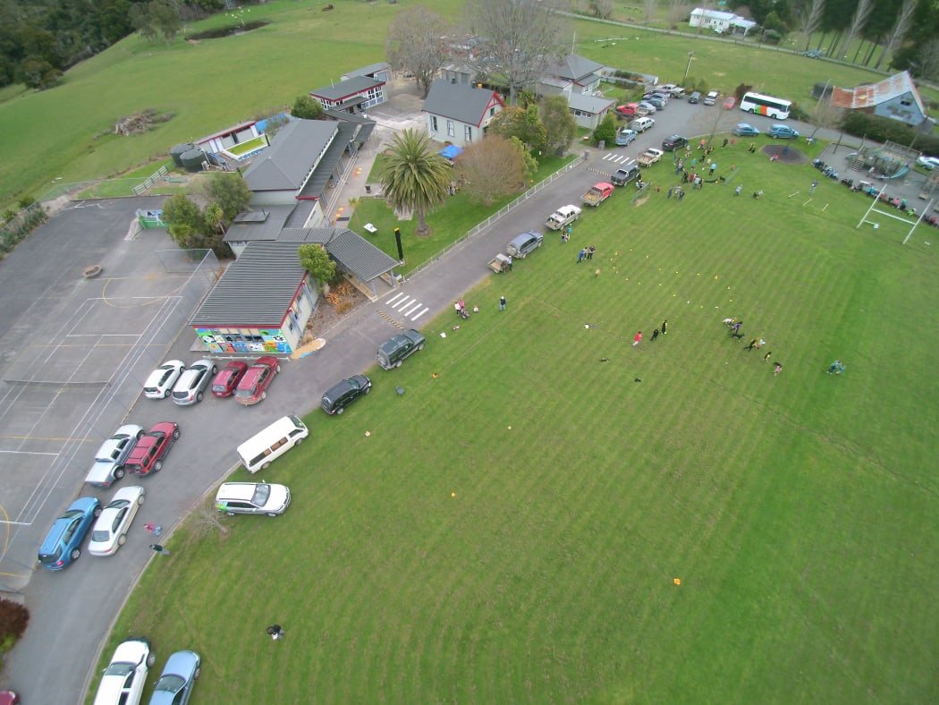 An aerial shot of the pet day at Elsthorpe Primary School.