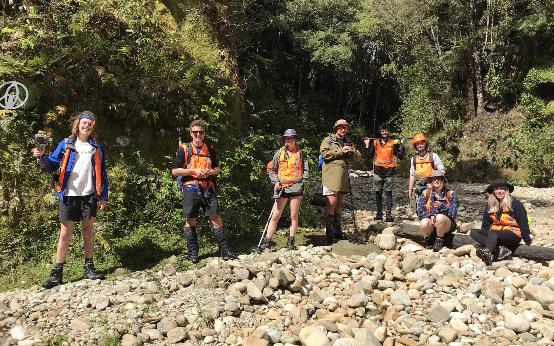The meteorite hunting team. From L-R: Daniel Burgin, Dr. James Scott, Julia Burns, Felix Schmidt, Dr. Marshall Palmer, Thomas Stevenson, Nadine Cooper and Eve Aitken.