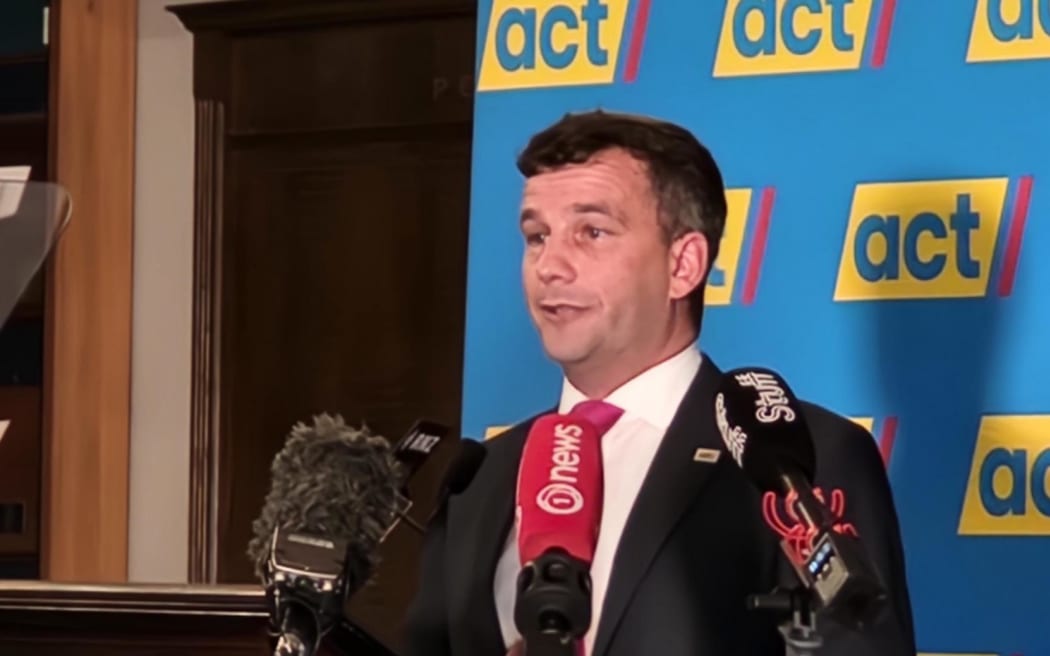 David Seymour giving his state of the nation address in Auckland 28 January 2024.