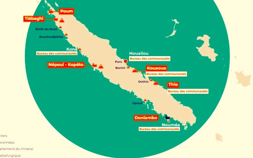Société Le Nickel Eramet operations map in New Caledonia - PHOTO SLN Eramet