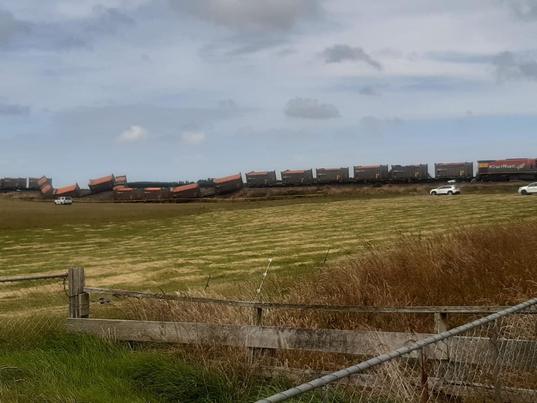Train derailment near Wright's Bush, Southland, 11 January 2021.