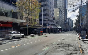 Central Auckland at midday on the first day of the August 2021 lockdown.