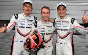 Timo Bernhard, Earl Bamber and Brendon Hartley.