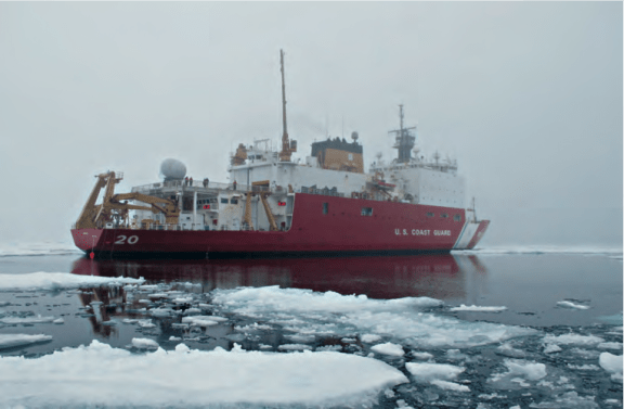 Typical rotted ice in the southern Beaufort Sea in August 2014, observed during an expedition aboard USCGS Healy.